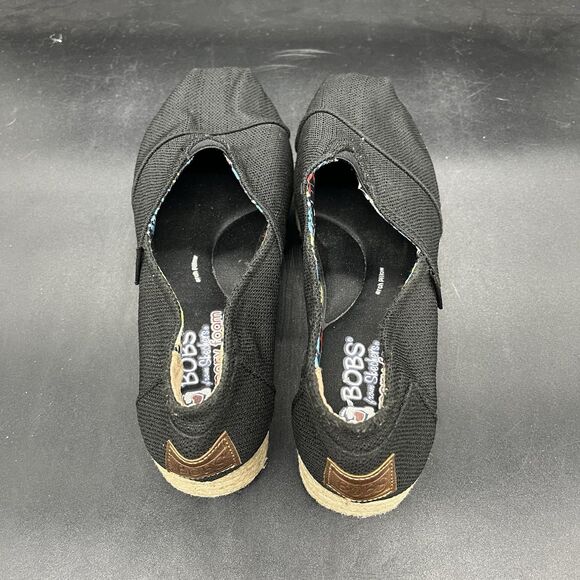Skechers Bobs Espadrille Wedge Sneaker womens Size 8.5 Shoe Black Memory Foam - Picture 5 of 7
